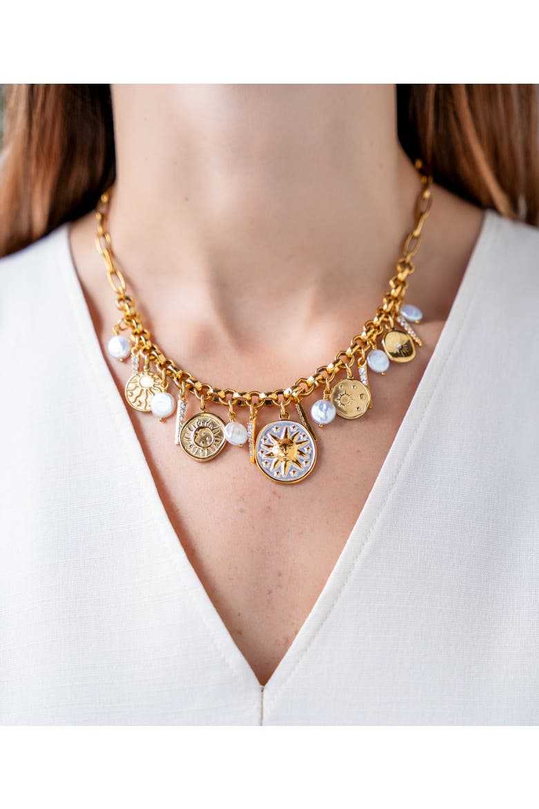 Celestial Charm Necklace, Alternate, color, Gold