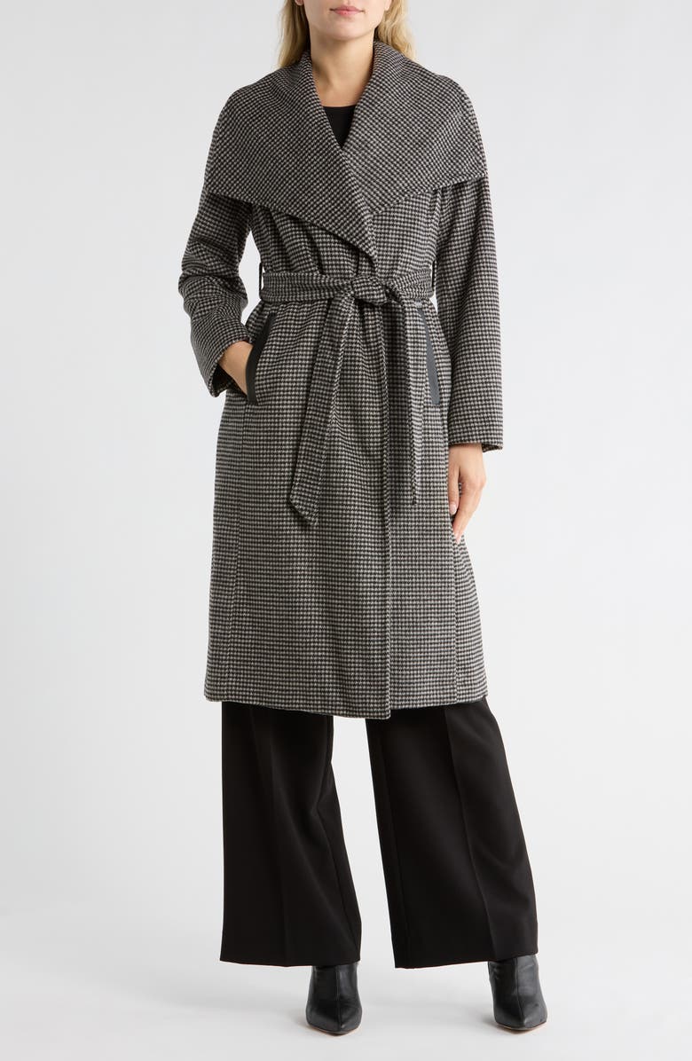 Michael Kors Wool Blend Longline Wrap Coat, Main, color, M Houndstooth