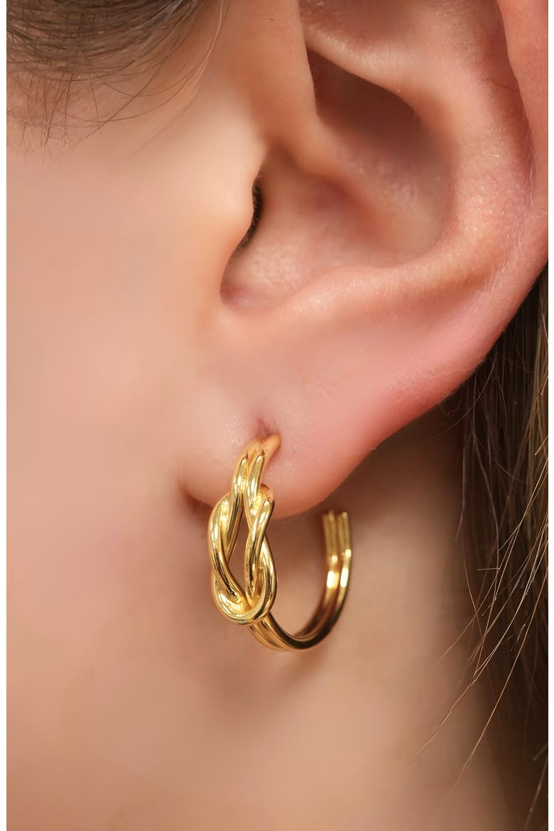 Love Knot Hoop Earrings, Alternate, color, GOLD