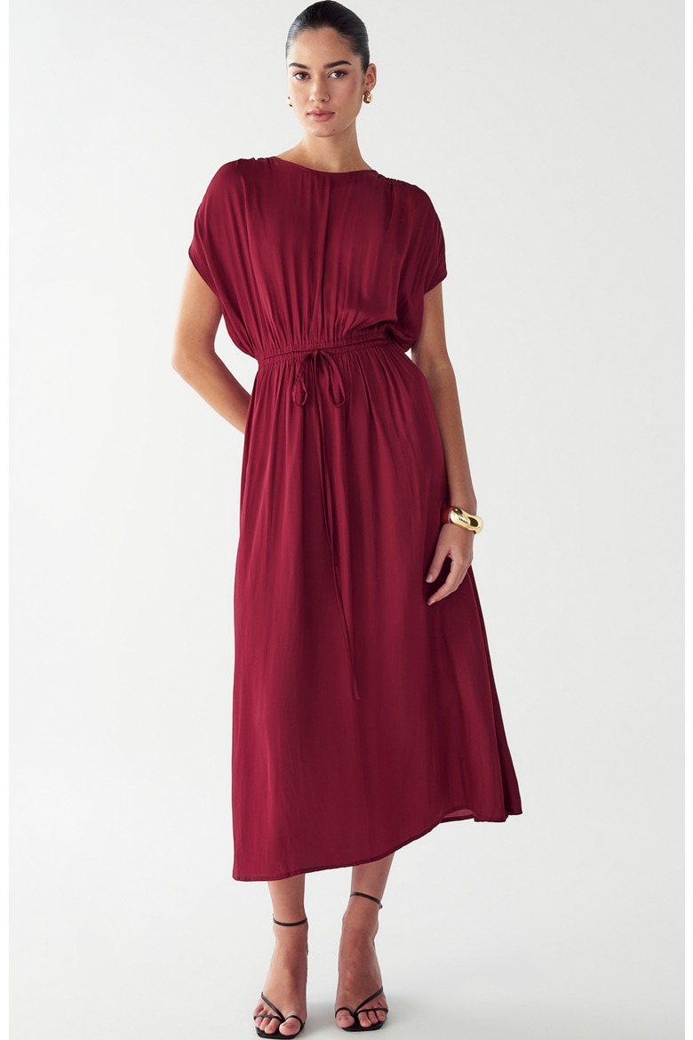 Carol Tucked Dress, Alternate, color, Burgundy