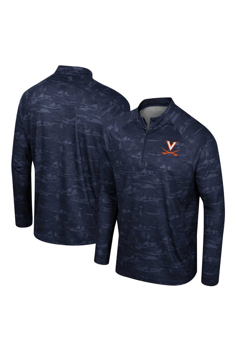COLOSSEUM Men's Colosseum Navy Virginia Cavaliers Carson Raglan Quarter-Zip Jacket, Main, color, Navy