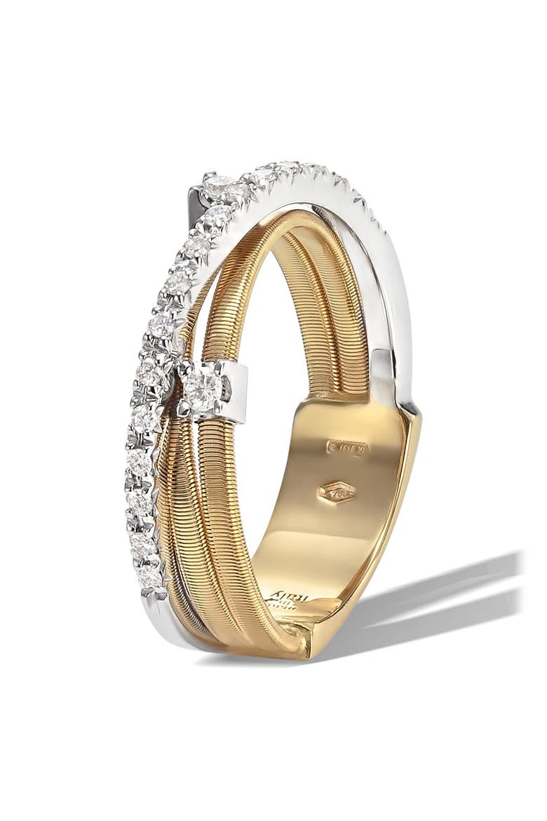 Goa Diamond Coil Ring, Main, color, YELLOW/ WHITE GOLD
