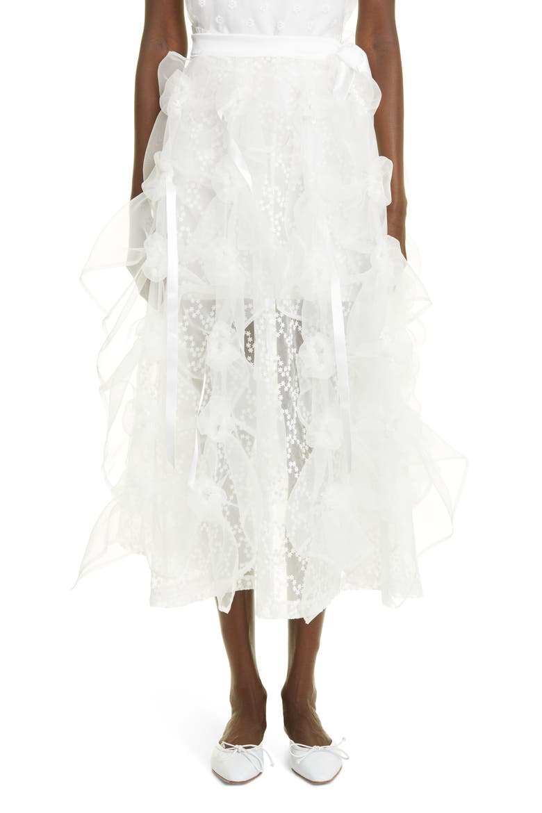 Embroidered Organza Bubble Skirt, Main, color, IVORY