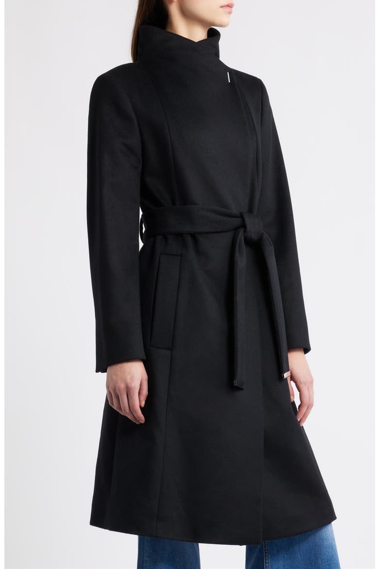Calegan Wool & Cashmere Wrap Coat, Alternate, color, BLACK