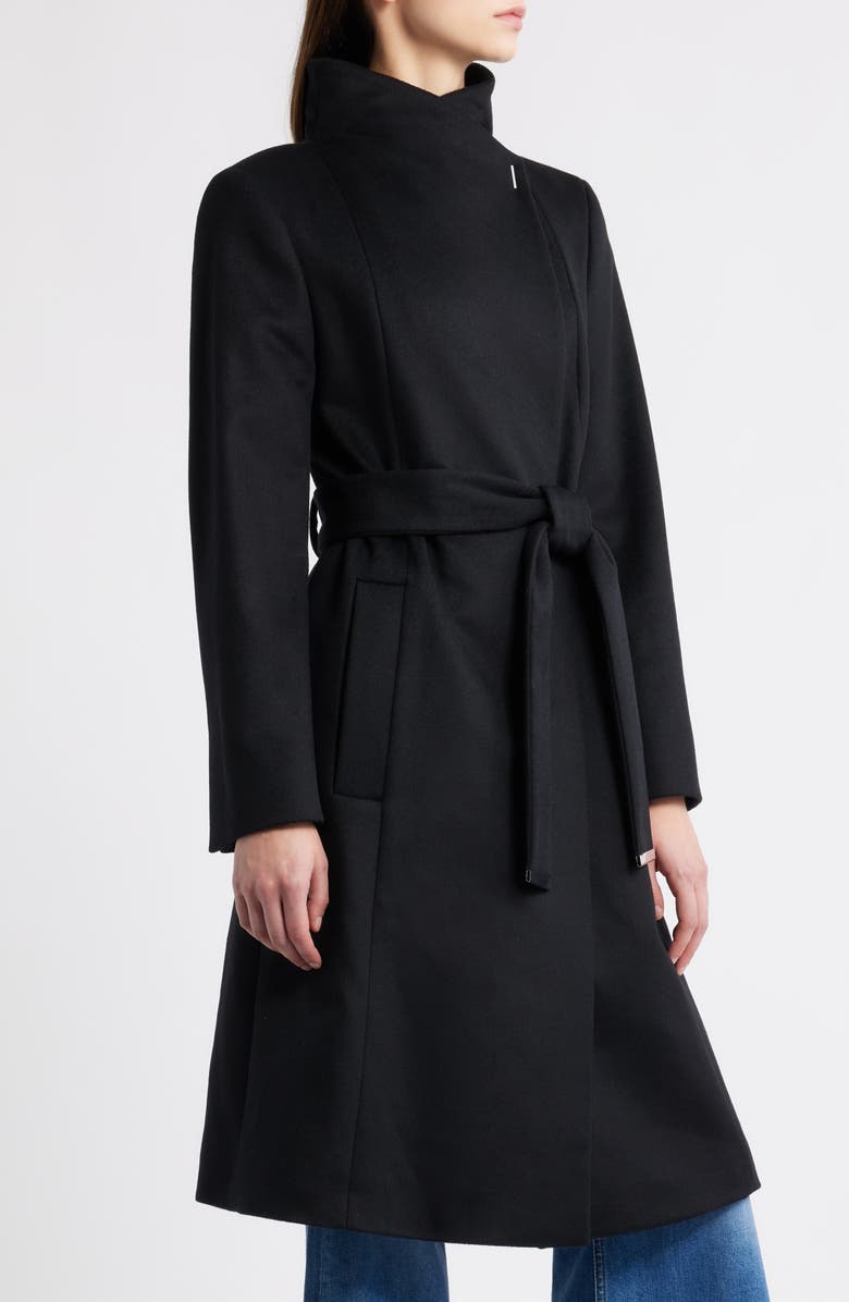 BOSS Calegan Wool & Cashmere Wrap Coat, Alternate, color, Black