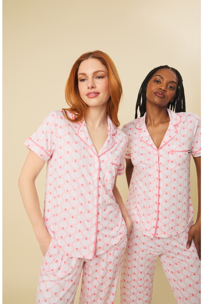 print crop pajamas, Alternate, color, PINK/ WHITE
