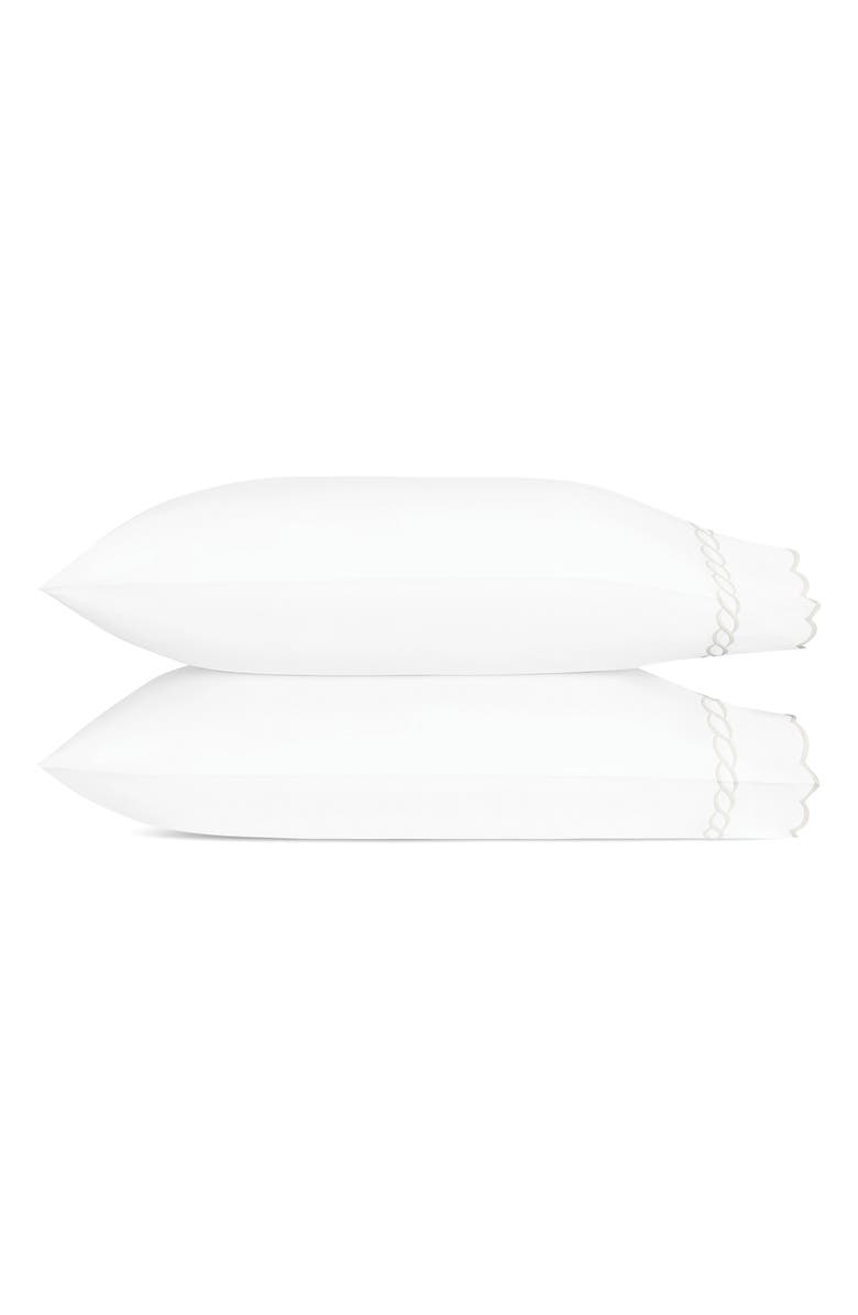 Matouk Classic Chain Scallop Set of 2 Pillowcases, Main, color, White
