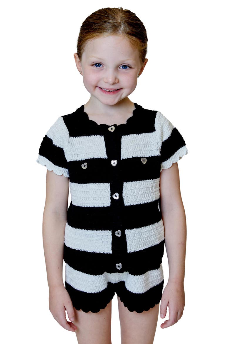 Kids' Stripe Sweater & Shorts Set, Main, color, BLACK COMBO