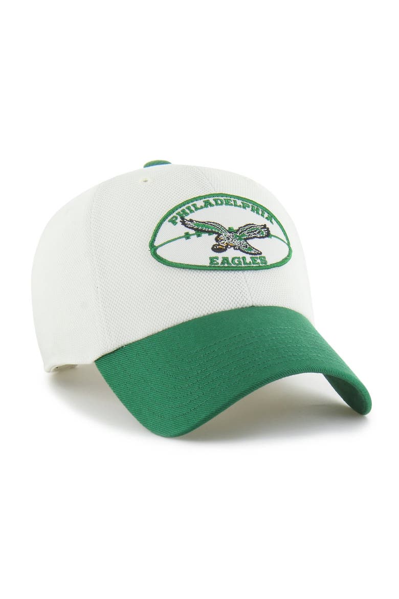 Men's '47 Cream/Kelly Green Philadelphia Eagles Pique Patch Clean Up Adjustable Hat, Alternate, color, Cream