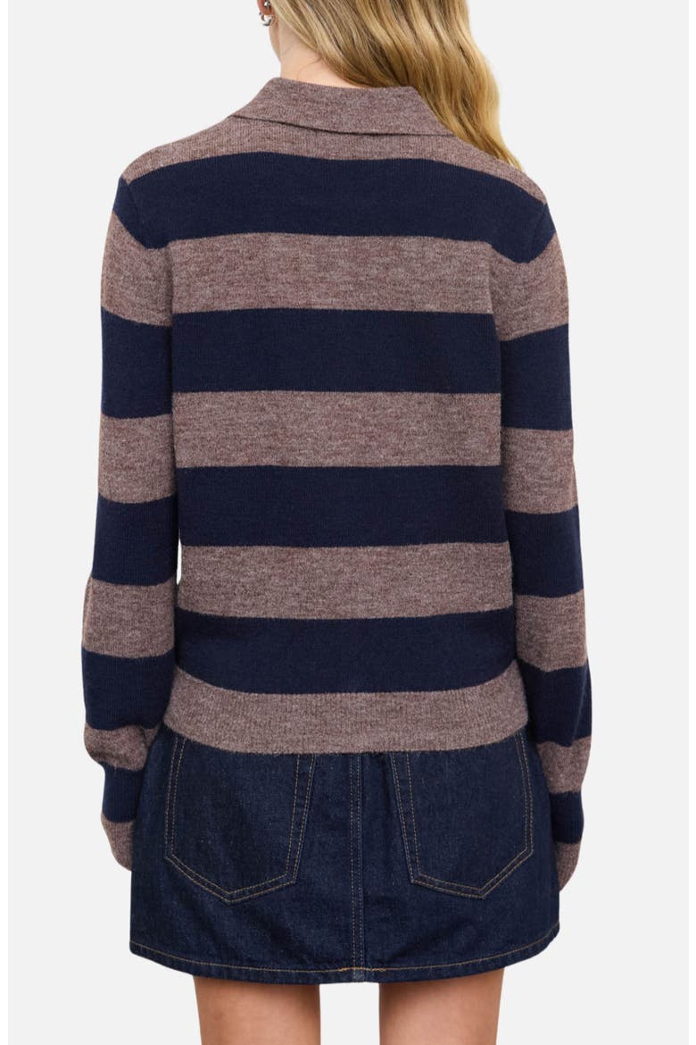 Striped Collared Cardigan, Alternate, color, NAVY