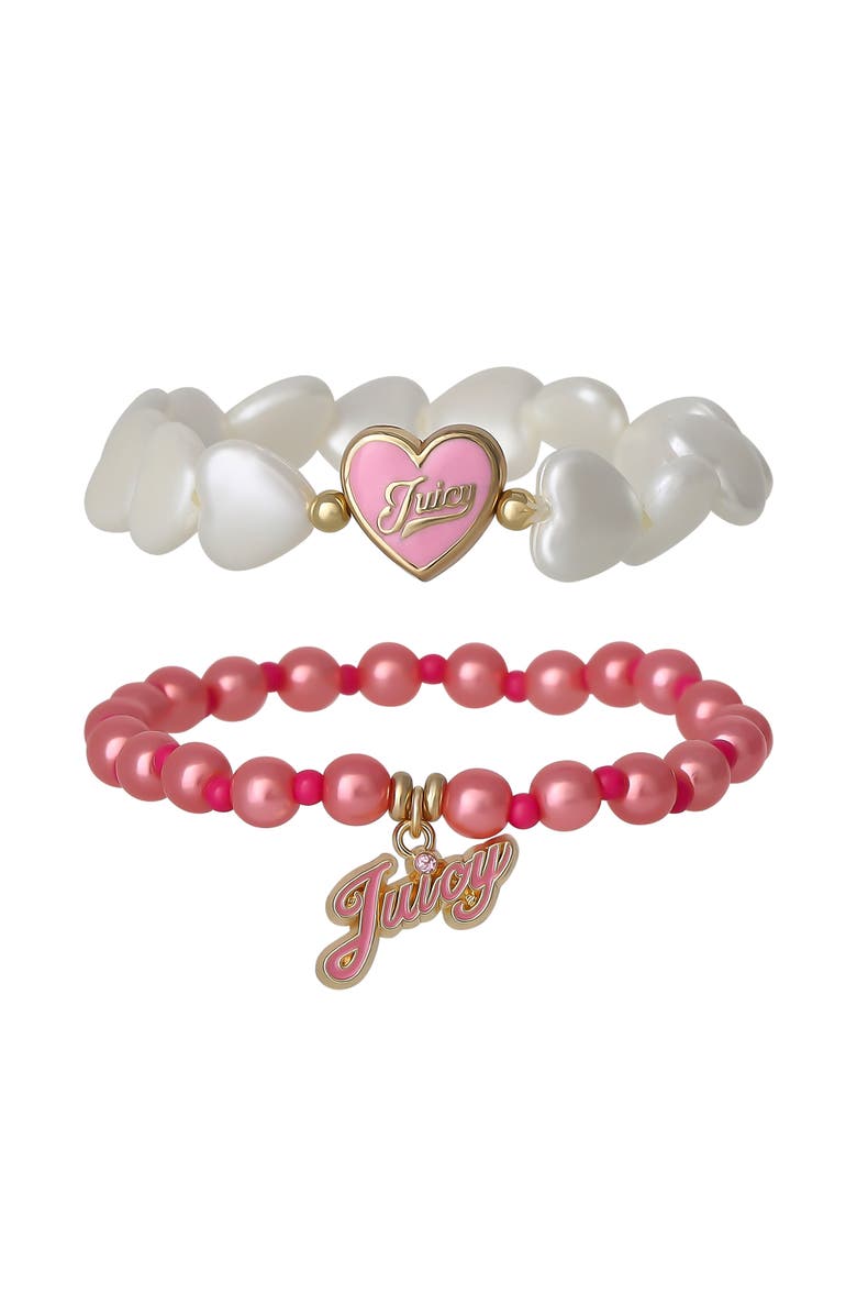 Juicy Couture Kids Kids Pink & White Bracelet Duo, Main, color, Red, White, Pink