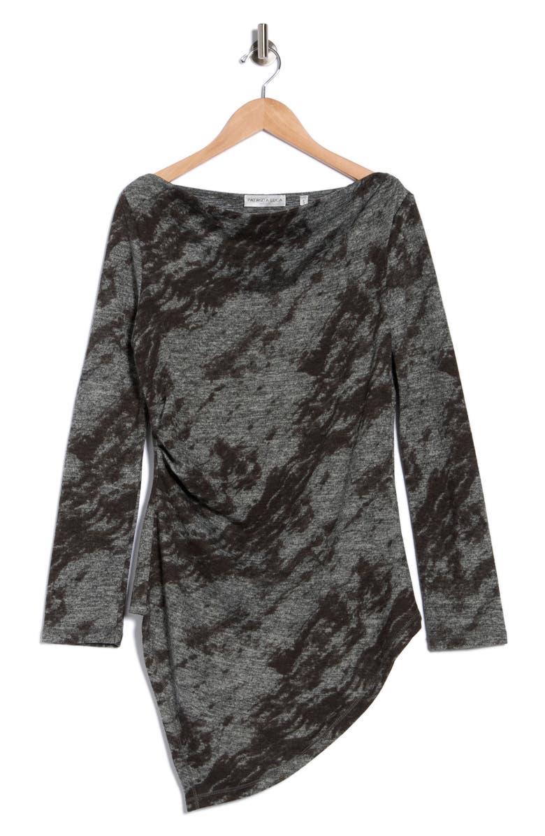 PATRIZIA LUCA Drape Neck Long Sleeve Hacci Top, Alternate, color, Grey