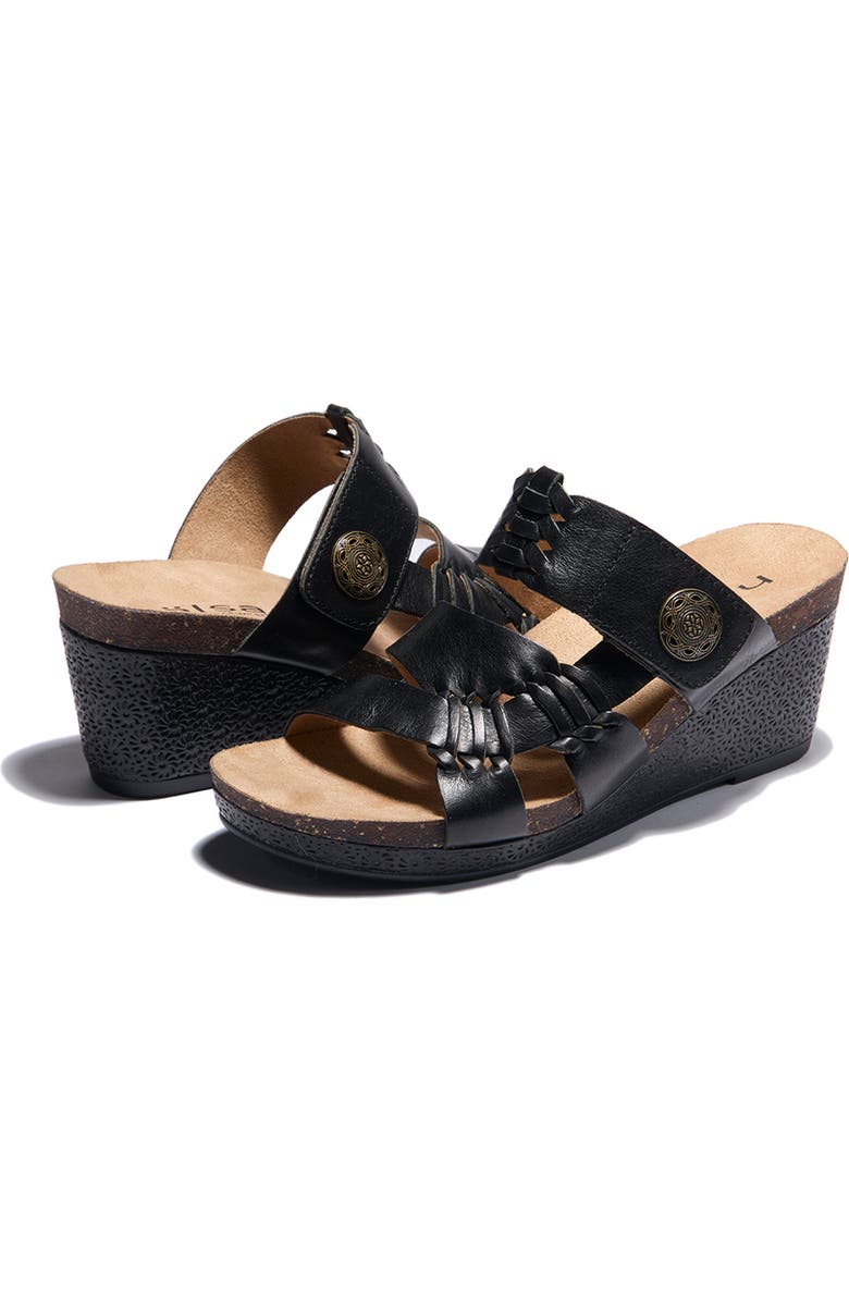 Hälsa Footwear Genoa Wedge Sandal, Alternate, color, Black