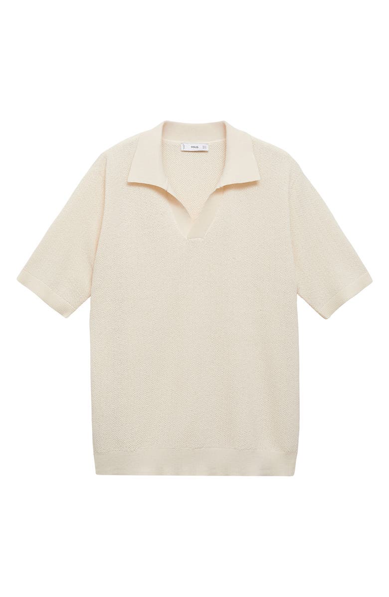 MANGO Slim Fit Fine Knit Polo, Alternate, color, Ivory White