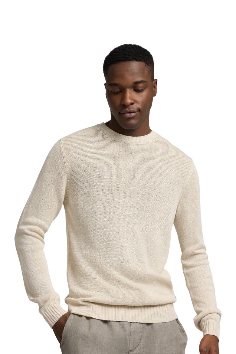 Silk Linen Long Sleeve Crewneck Sweater, Alternate, color, Taupe