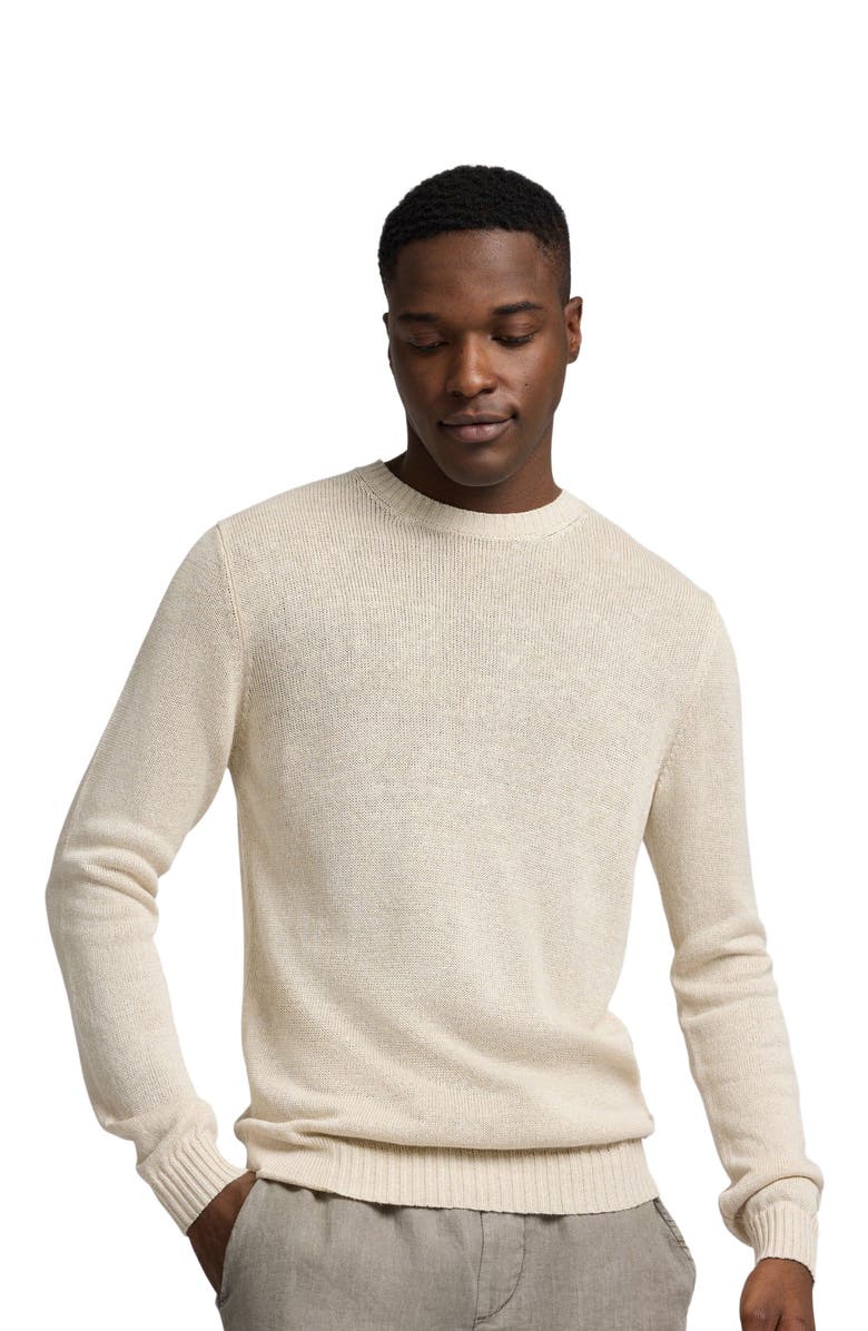 Onia Silk Linen Long Sleeve Crewneck Sweater, Alternate, color, Taupe