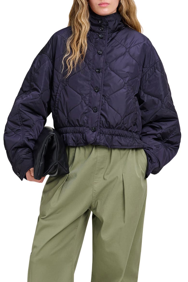 Claudia Quilted Bomber Jacket, Main, color, MARITIME NAVY
