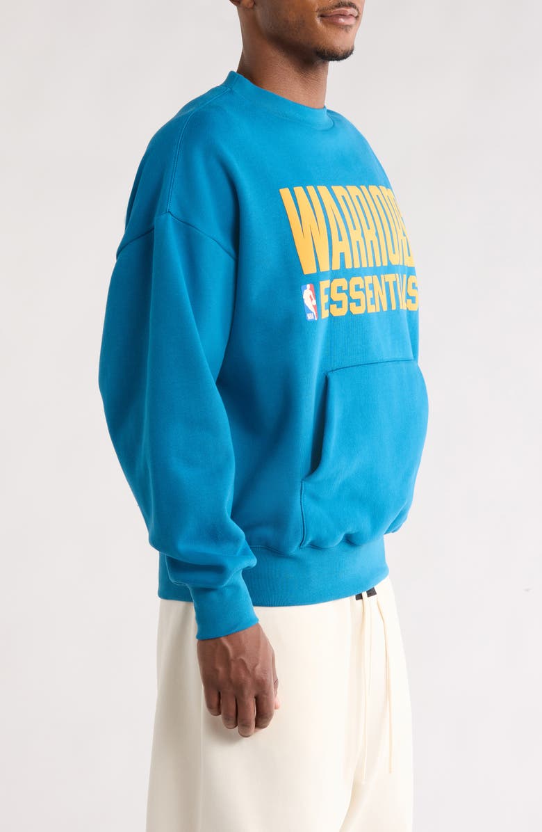 Fear of God Essentials x NBA Warriors Sport Fit Crewneck Sweatshirt, Alternate, color, Blue Sapphire