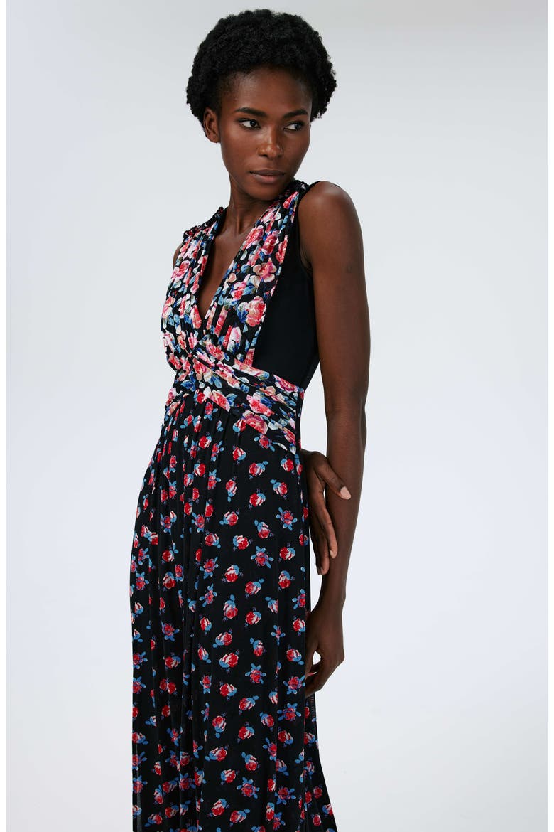 Marika Mixed Florals Mesh Dress, Alternate, color, FT/FORTUNE R DOT/BLK