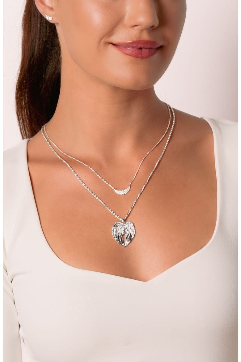Divine Wings Mini Cross Necklace, Alternate, color, Sterling Silver