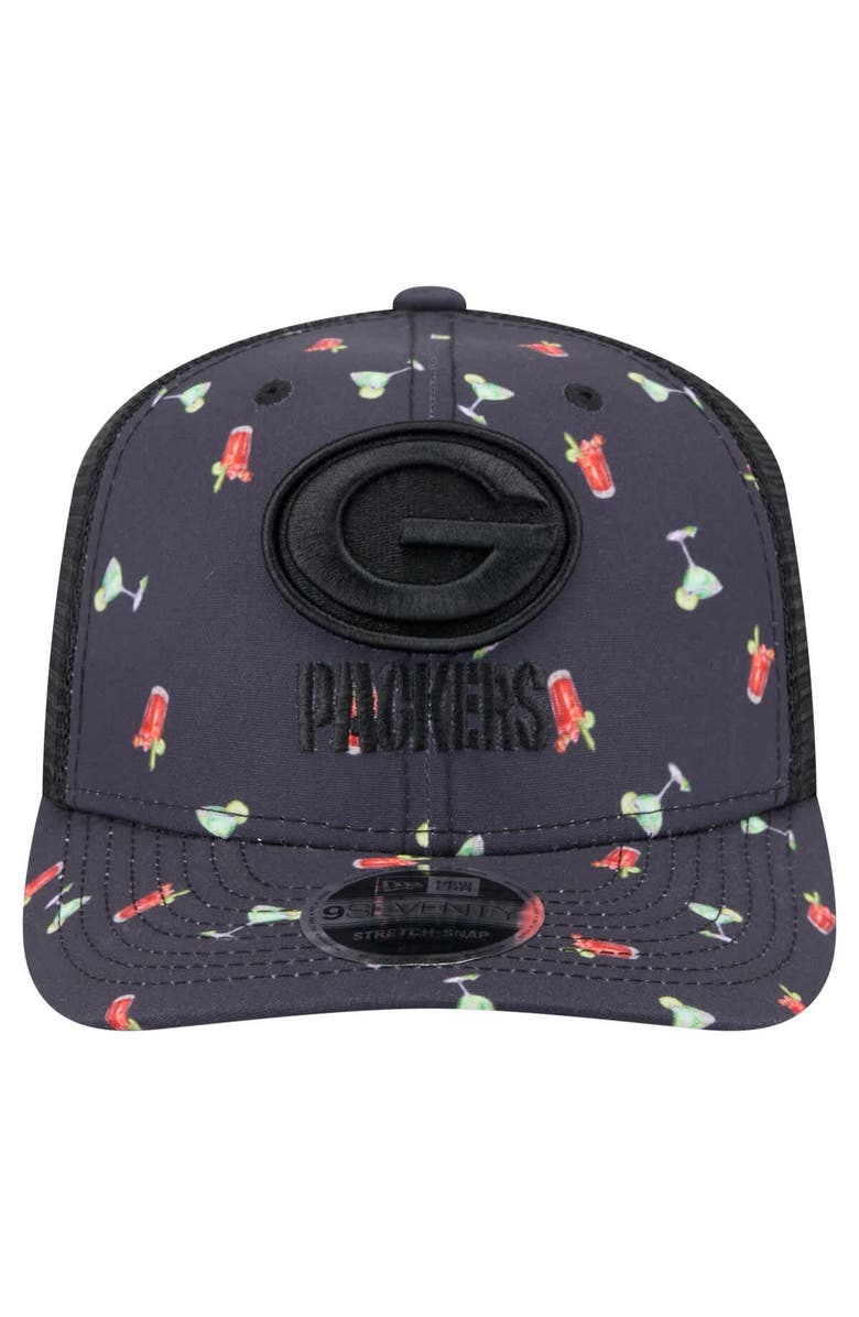 New Era Men's New Era  Navy/Black Green Bay Packers Adventure Drinks Pattern 9SEVENTY Stretch-Snap Hat, Alternate, color, 