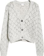 Eleventy Sequin Open Diamond Stitch Short Cardigan