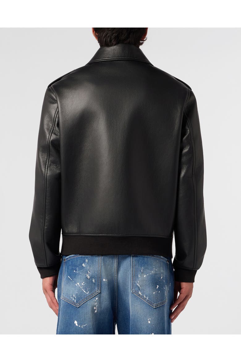 Eco Leather Aviator Jacket Men, Alternate, color, black