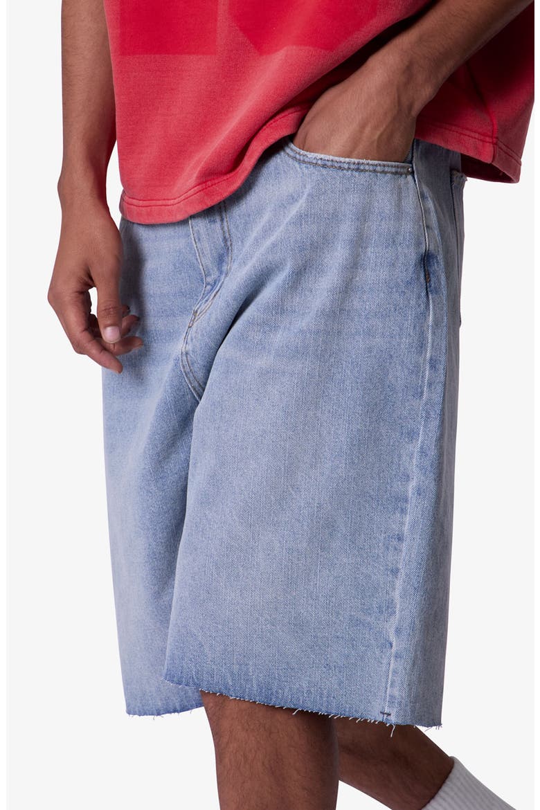 Baggy Raw Hem Denim Shorts, Alternate, color, LIGHT BLUE