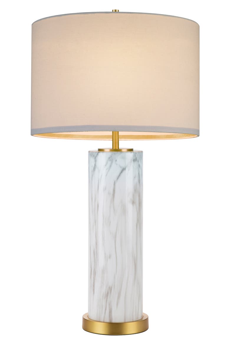 Marble Column Table Lamp, Main, color, GREY WHITE