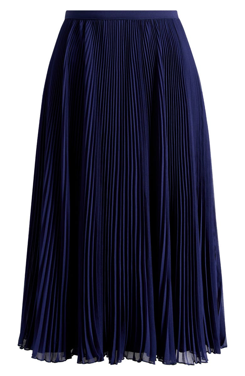 Reformation Kella Pleated Skirt, Alternate, color, Navy