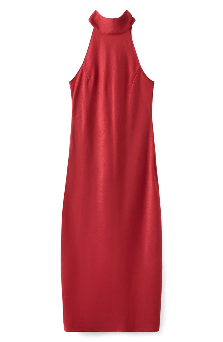 MANGO Sleeveless Crinkle Satin Maxi Dress, Main, color, Red