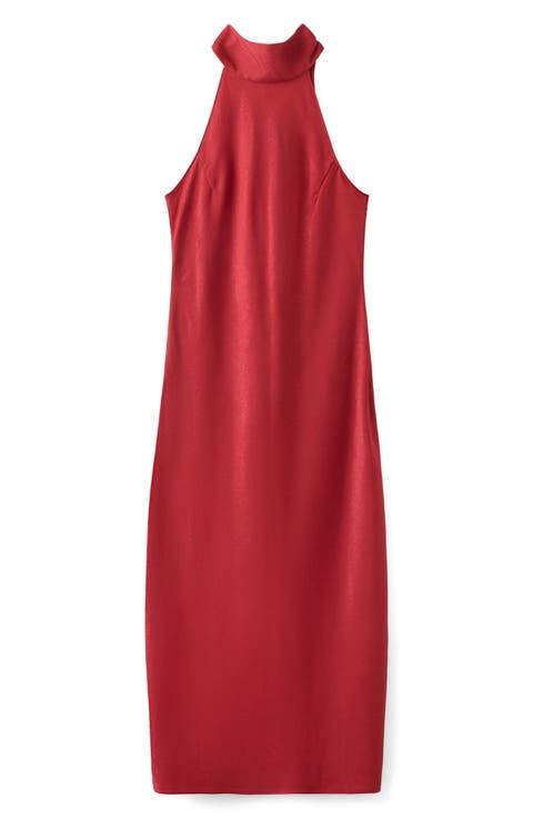 Sleeveless Crinkle Satin Maxi Dress