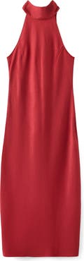 MANGO Sleeveless Crinkle Satin Maxi Dress