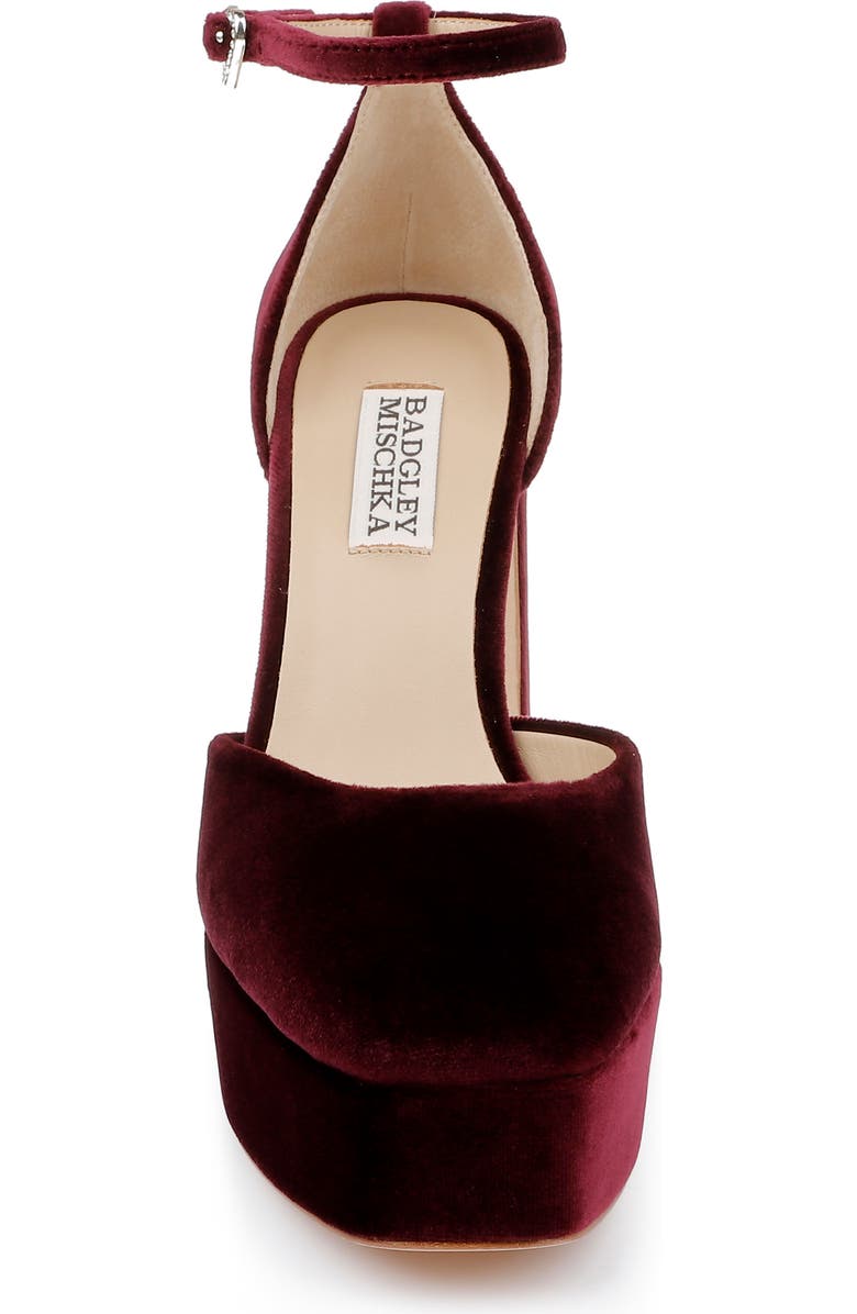 Badgley Mischka Collection Jayda Ankle Strap Platform Pump, Alternate, color, Wine Velvet