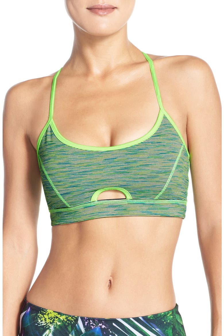 'Sundown' T-Back Sports Bra, Main, color, GREEN TACTICAL