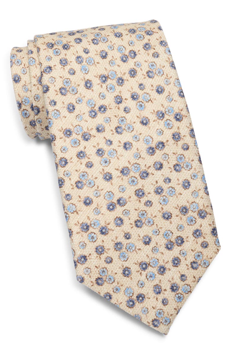 David Donahue Floral Silk Tie, Main, color, Sky