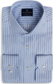 Emanuel Berg Modern Fit Stripe Natural Stretch Yoga Twill Dress Shirt