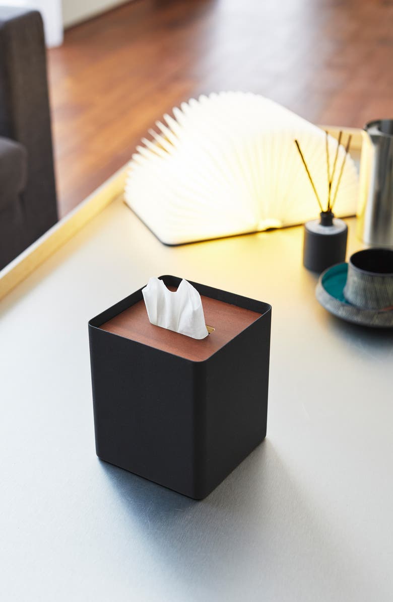 Yamazaki Square Tissue Box Case, Alternate, color, Walnut