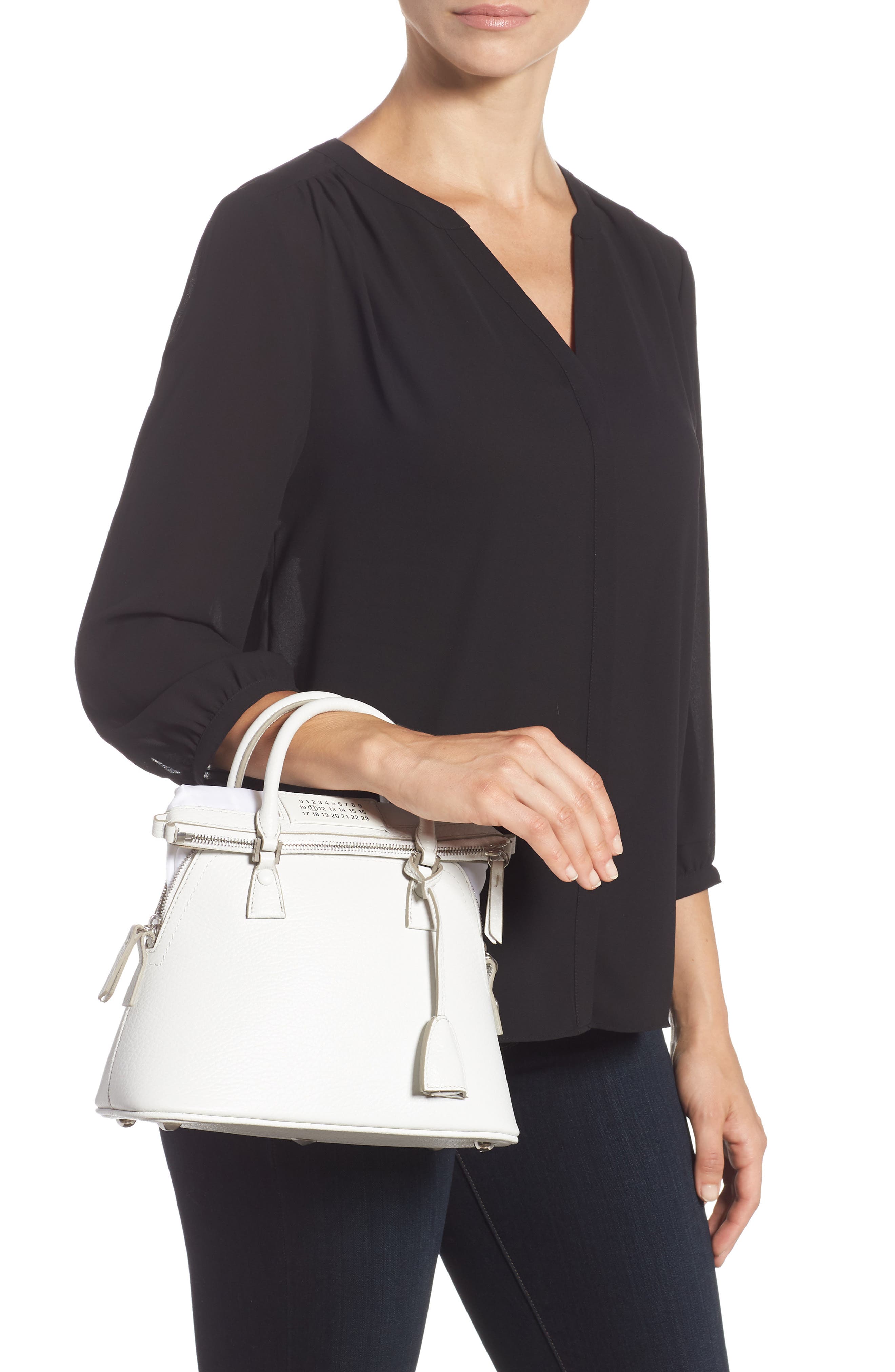 Maison Margiela Small 5AC Calfskin Leather Handbag, Alternate, color, 