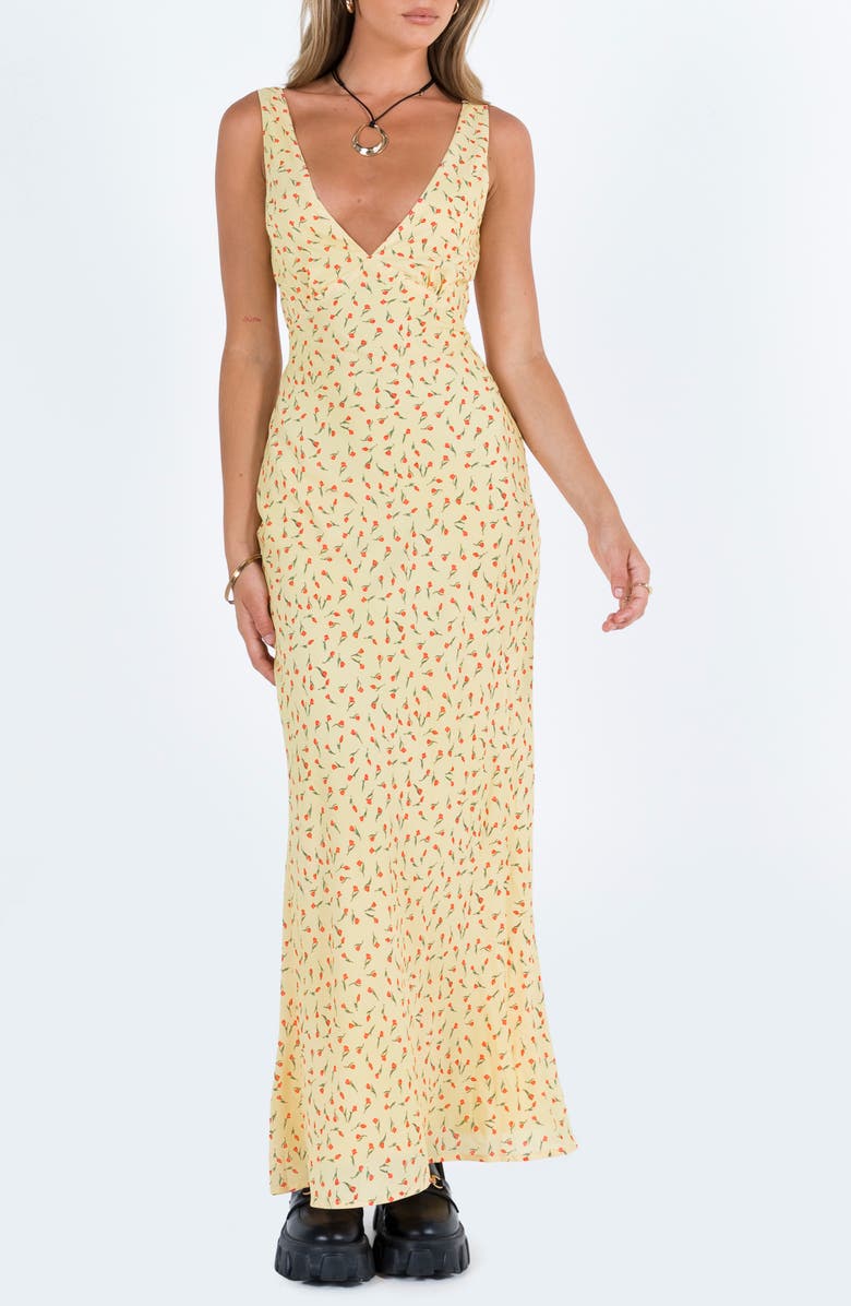Princess Polly Nellie Floral Maxi Dress, Main, color, Yellow / Red Floral