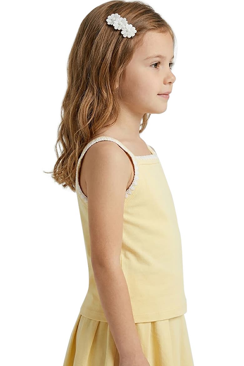 Kids' Embroidered Trim Cotton Blend French Terry Tank, Alternate, color, MUSTARD