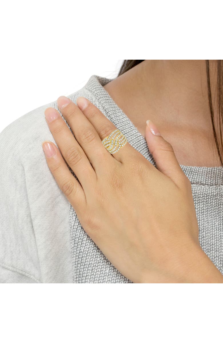 Haus of Brilliance 10K Gold 3.00 Cttw Diamond Multi Row Bypass Cocktail Band Ring, Alternate, color, Yellow Gold