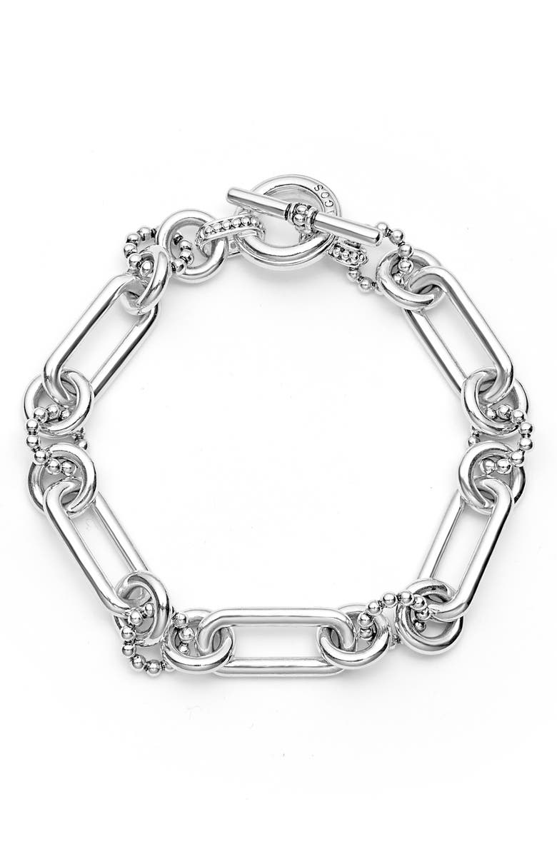 LAGOS Signature Caviar Link Bracelet, Alternate, color, Silver