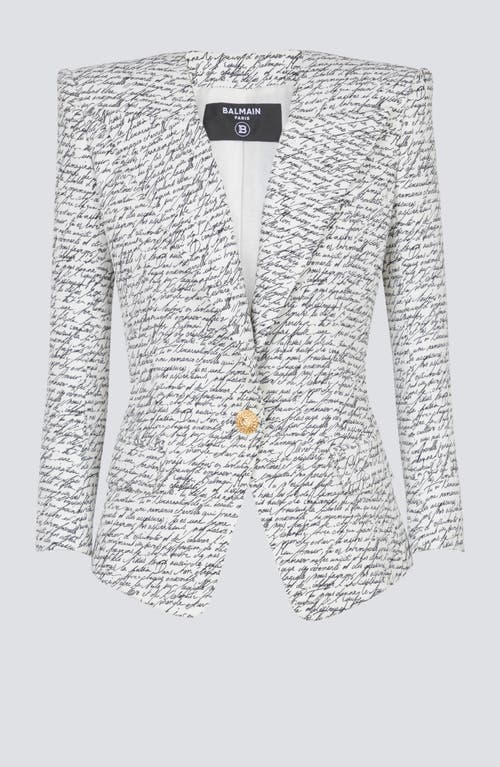 Shop Balmain 1-button Jacket With "love Letter" Print
