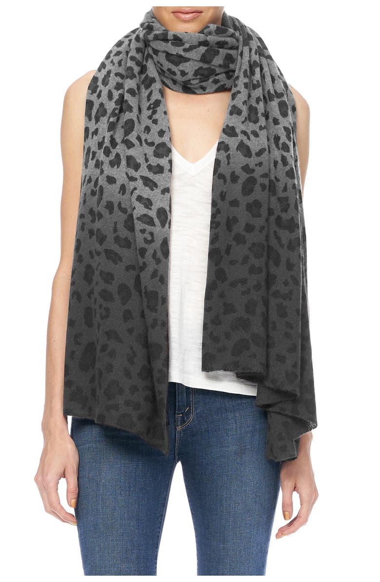 360 CASHMERE Deenah Leopard Cashmere Wrap, Main, color, 