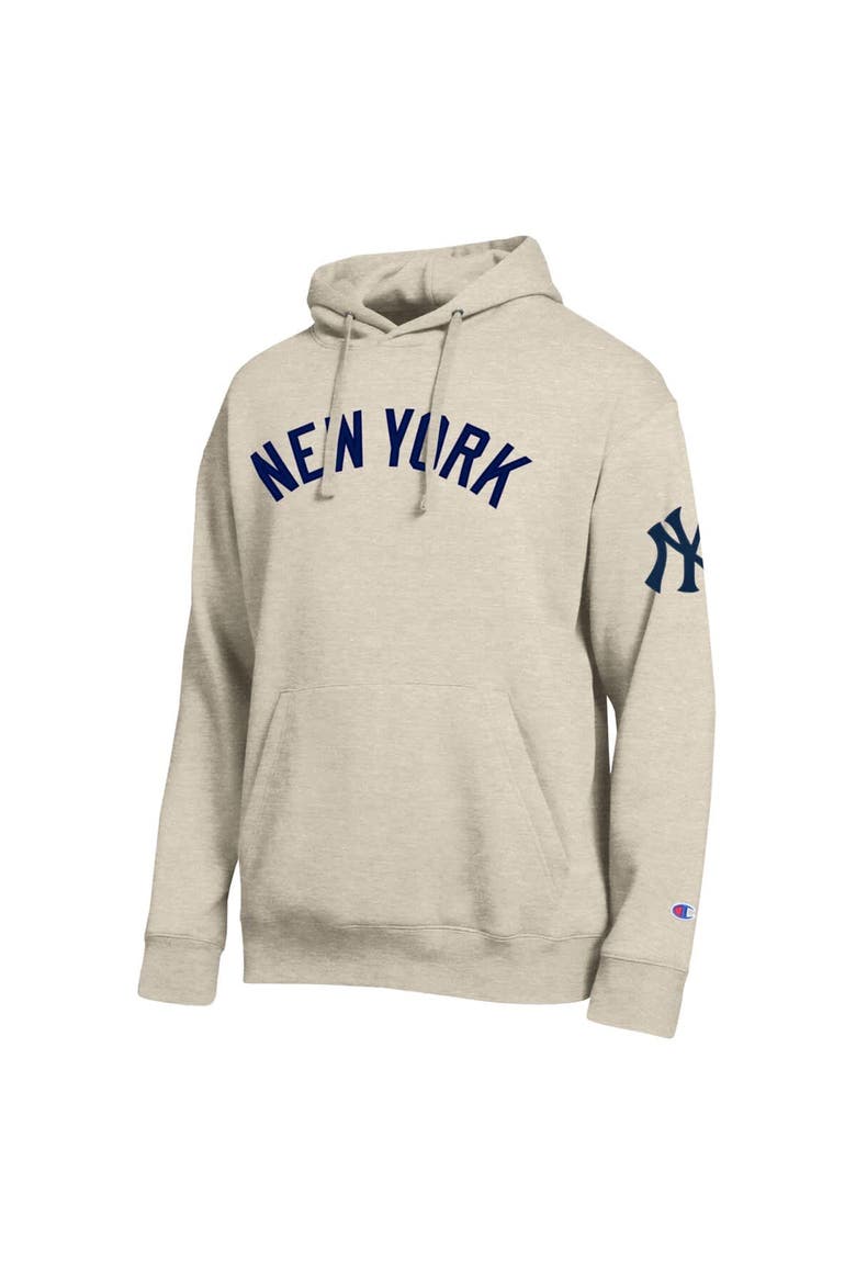 Men's Champion Oatmeal New York Yankees All Star Chenille Hoodie, Alternate, color, Oatmeal