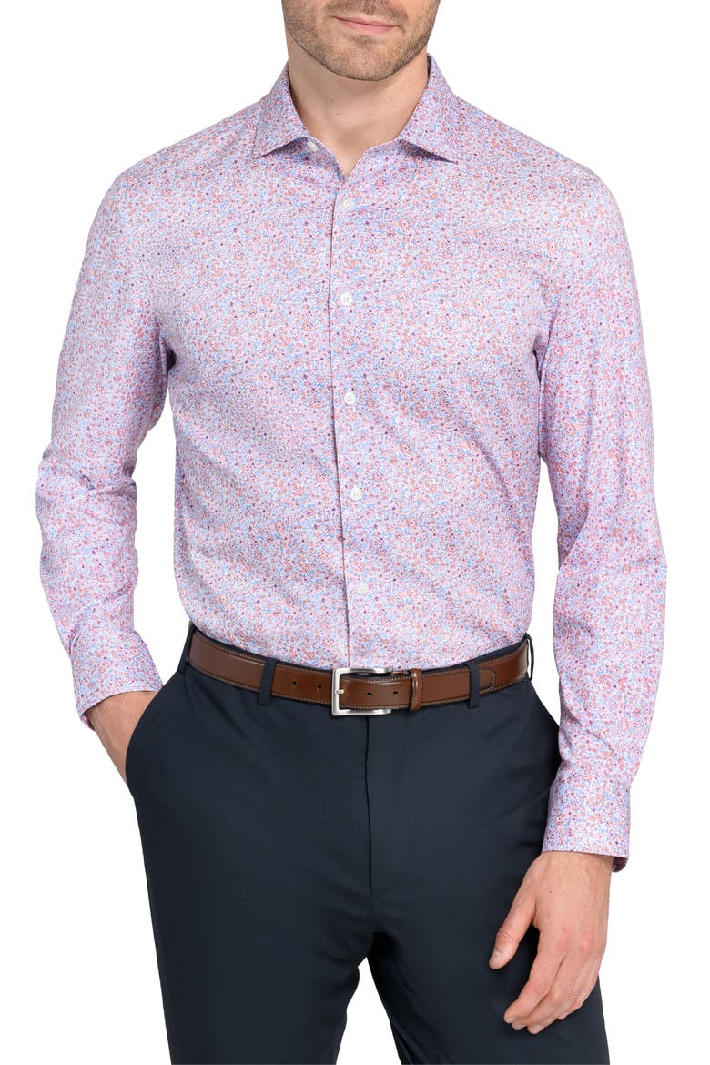 Reworked Slim Fit Cotton Dress Shirt, Main, color, CORAL