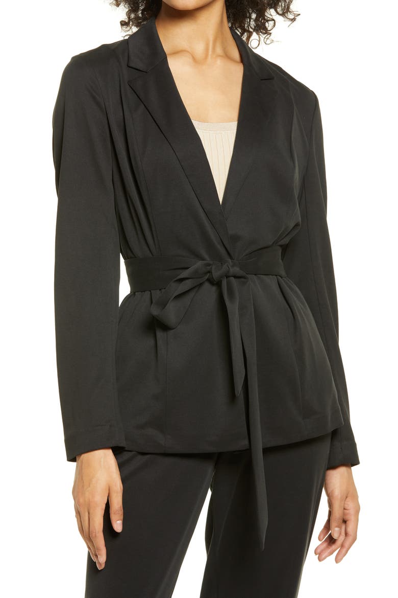 Soft Belted Blazer, Main, color, BLACK