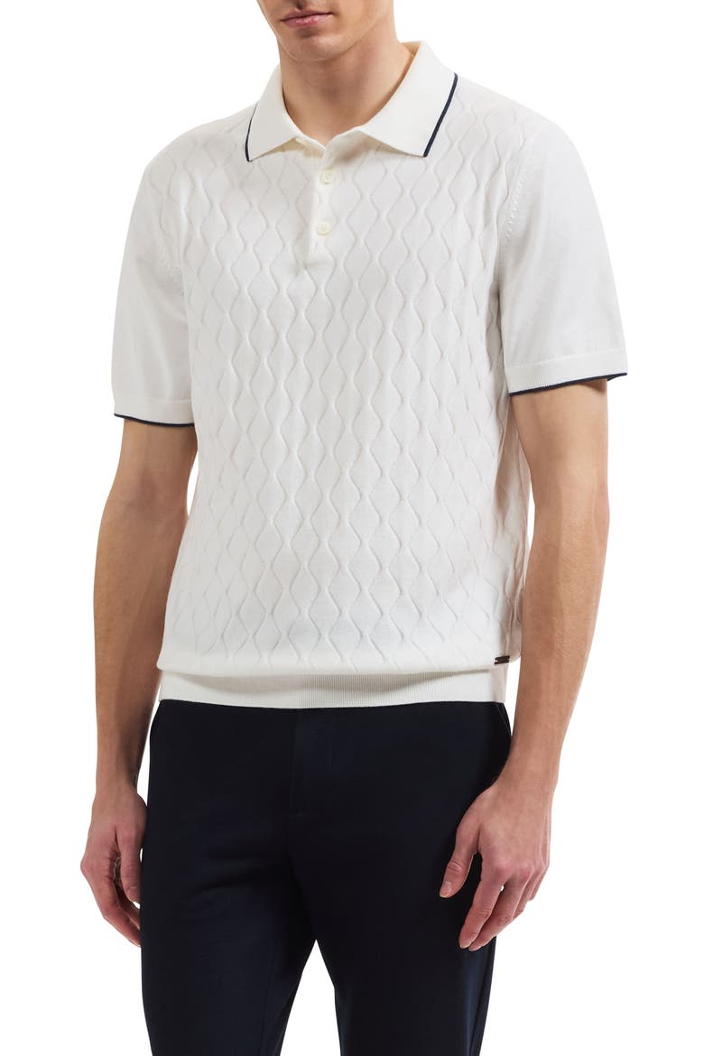 Argyle Short Sleeve Polo Sweater, Main, color, CHALK