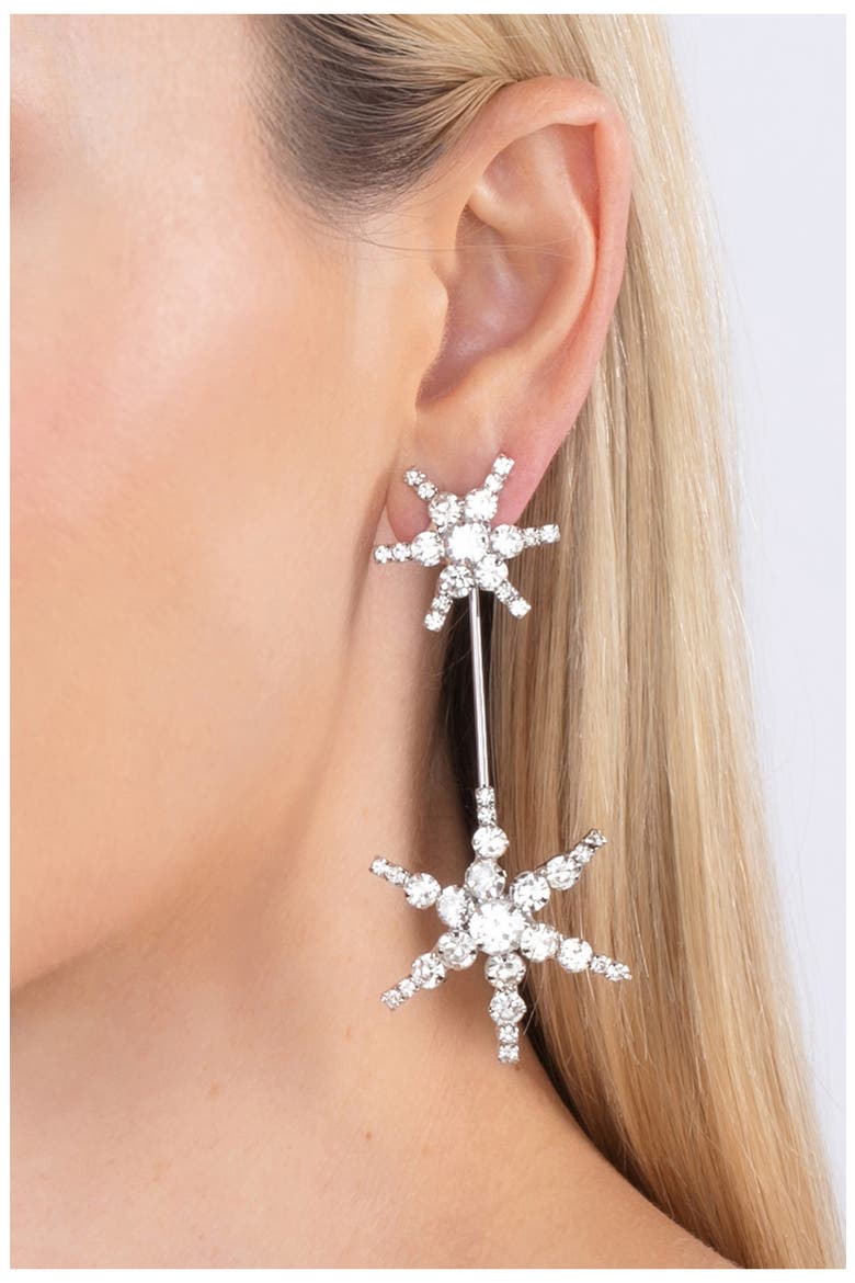 North Star Crystal Statement Drop Earrings, Alternate, color, SILVER